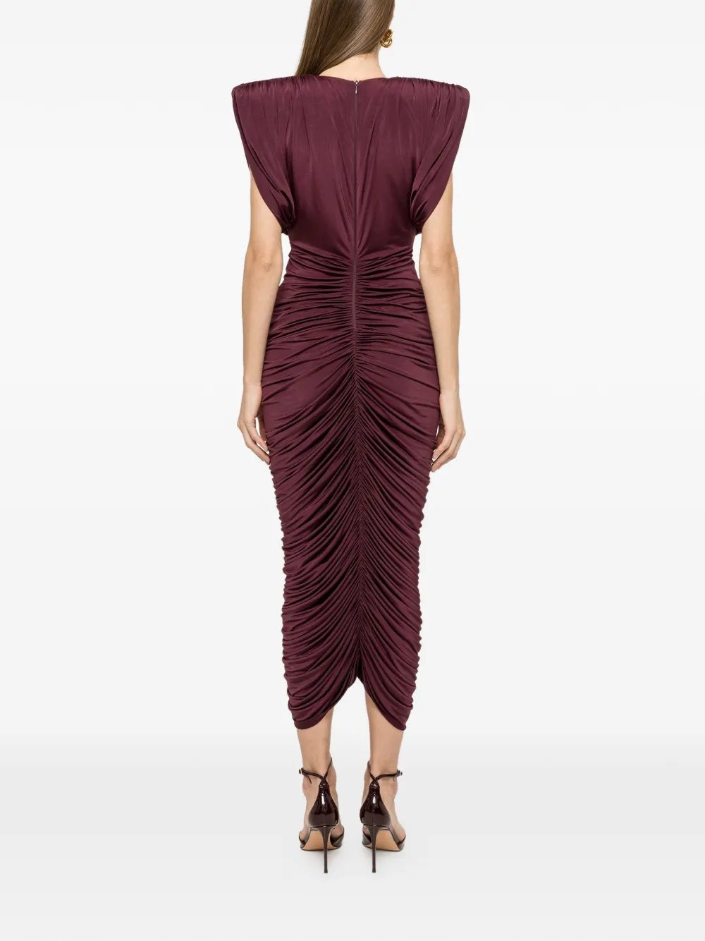 NISSA ruched midi dress - Paars