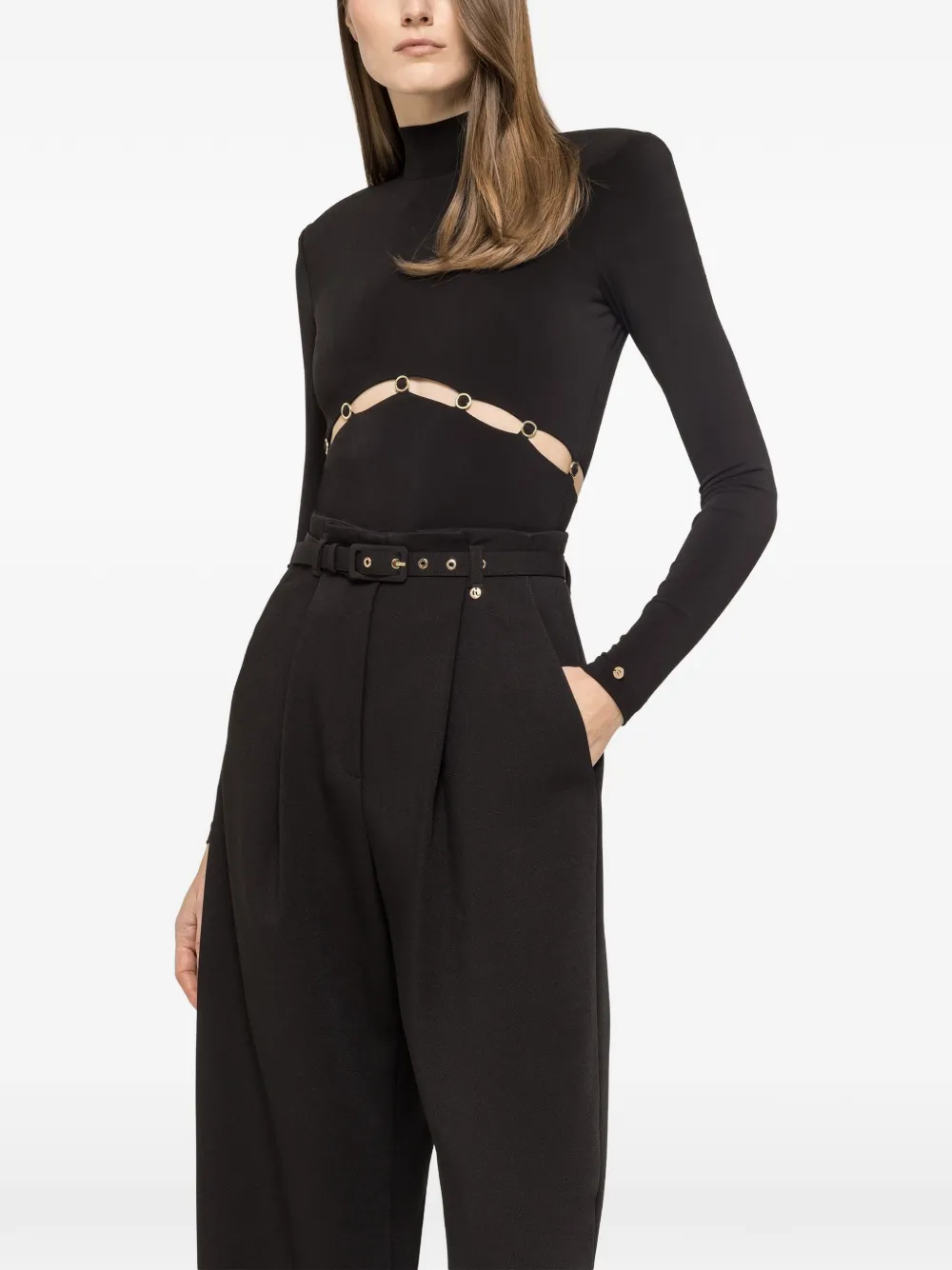 NISSA high-neck ring bodysuit - Nero