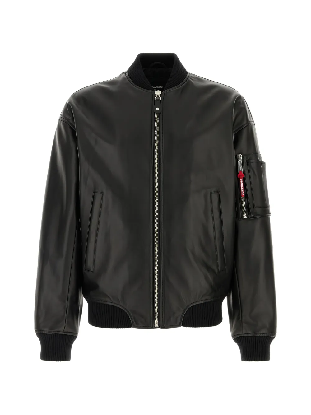DSQUARED2 ribbed-trm leather jacket - Nero