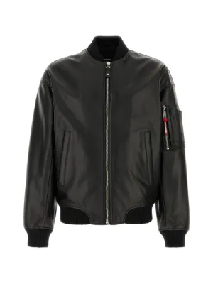 ほぼ未使用 PRADA トライアングルロゴ ボンバージャケット Prada トライアングルロゴ ボンバージャケット | ブラック | FARFETCH JP