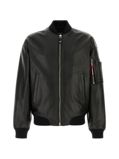 DSQUARED2 ribbed-trm leather jacket