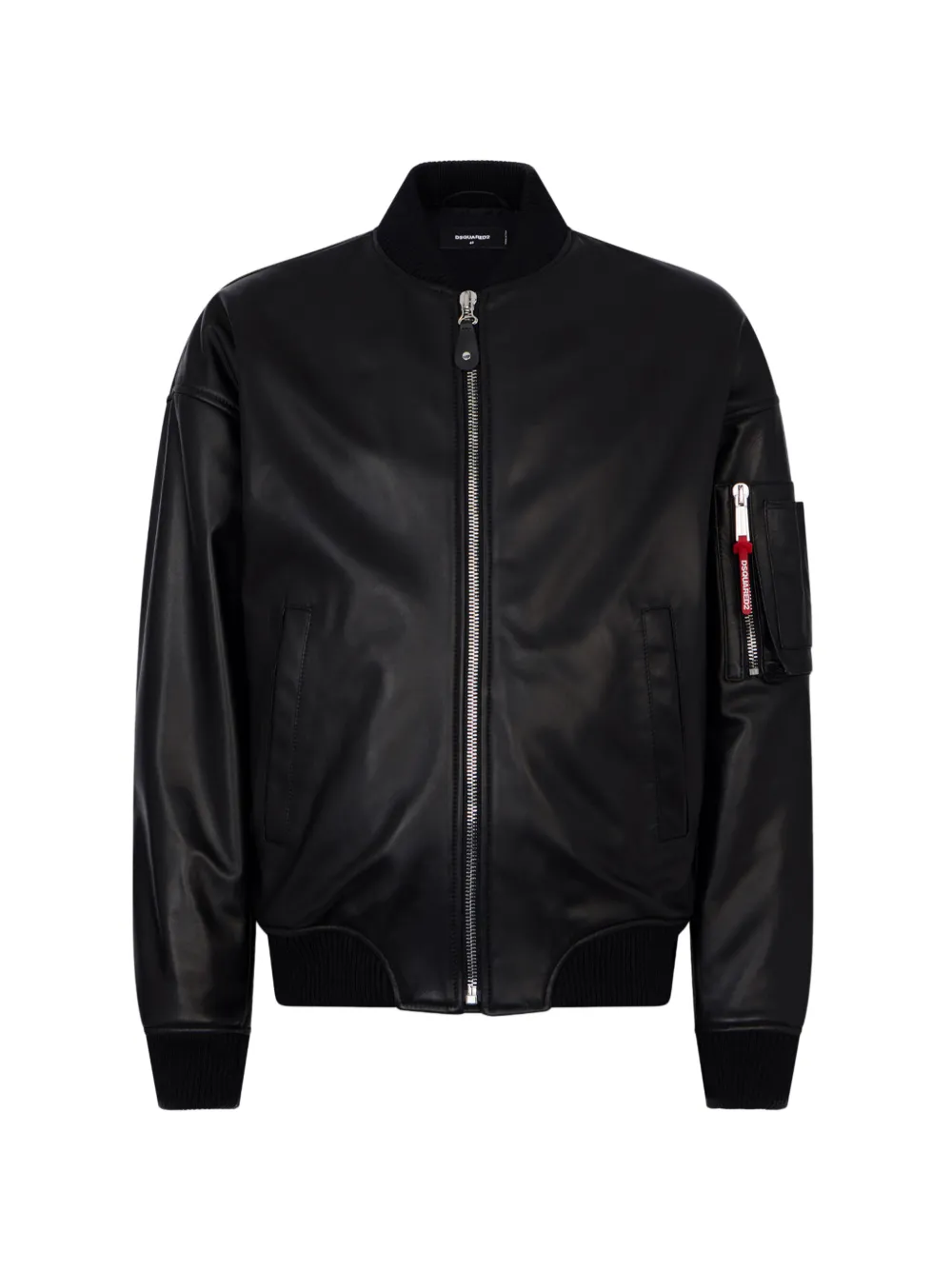 DSQUARED2 ribbed-trm leather jacket - Nero
