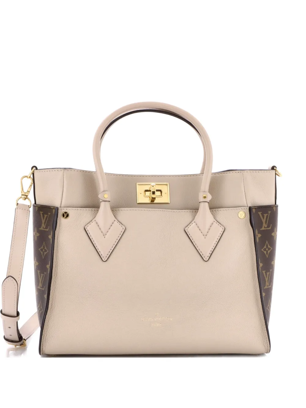Louis Vuitton Pre-Owned On My Side Leather with Monogram Canvas MM tote bag - Nude
