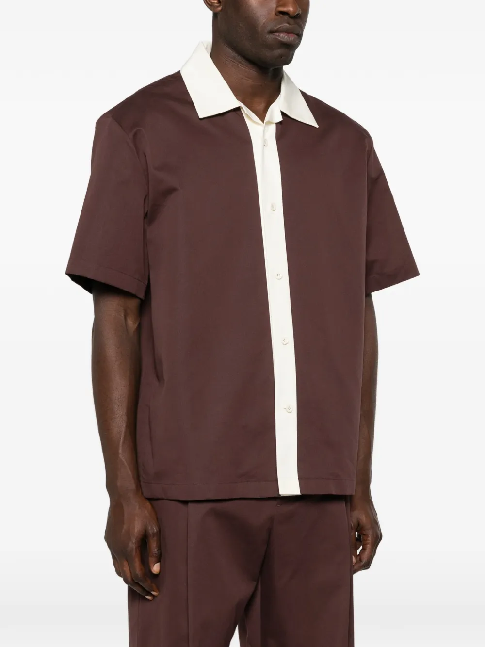 Jil Sander Overhemd met kraag en korte mouwen Bruin