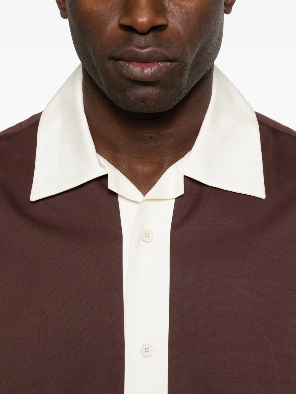 Jil Sander Overhemd met kraag en korte mouwen Bruin