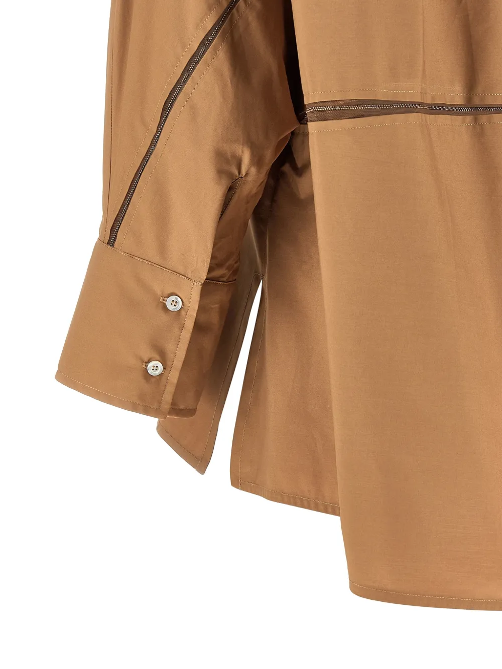 Fabiana Filippi Tulen blouse met diamantvormig stiksel Bruin
