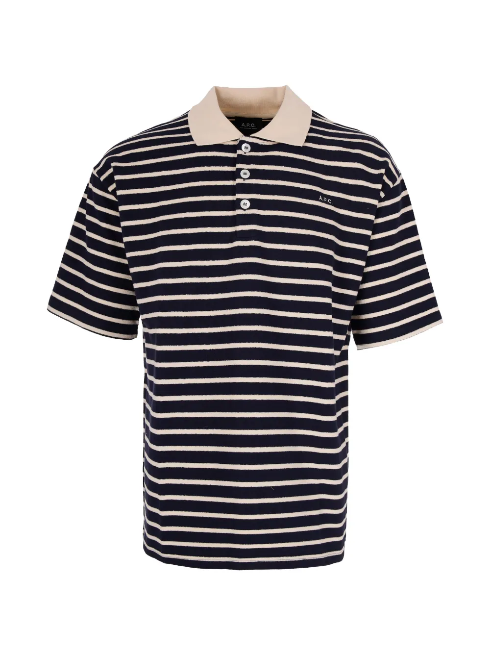 A.P.C. striped cotton polo shirt - Blu
