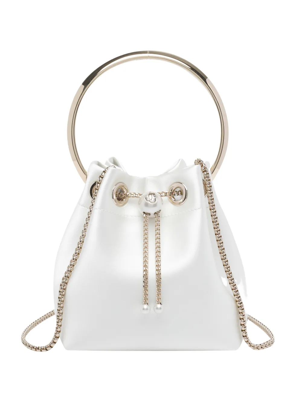 Jimmy Choo handle chain bon bon bucket bag - Bianco