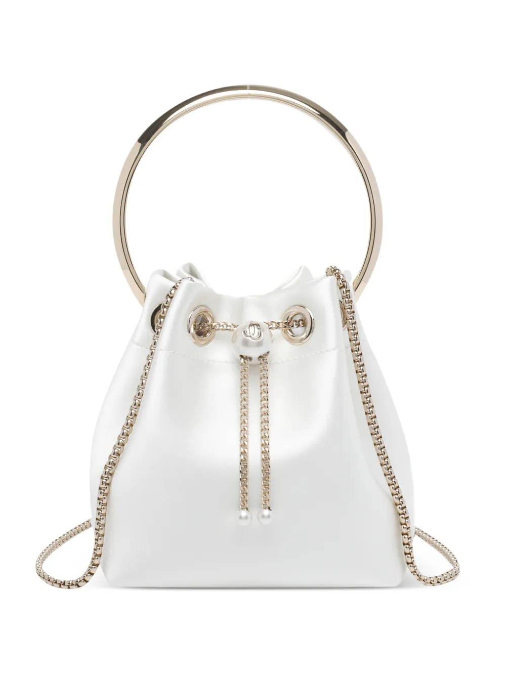 Jimmy Choo handle chain bon bon bucket bag - Bianco