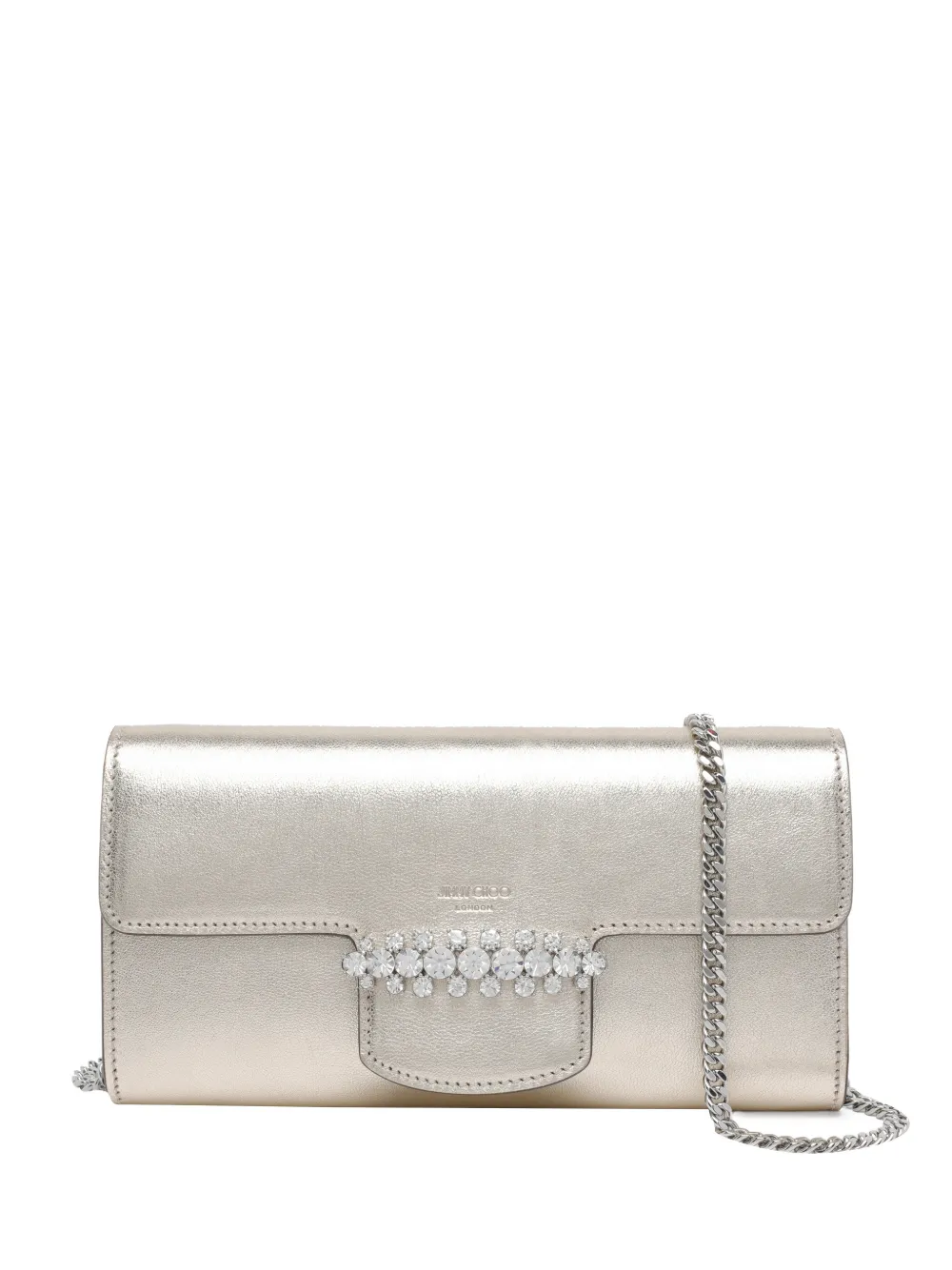 Jimmy Choo crystal-embellished chain wallet - Oro