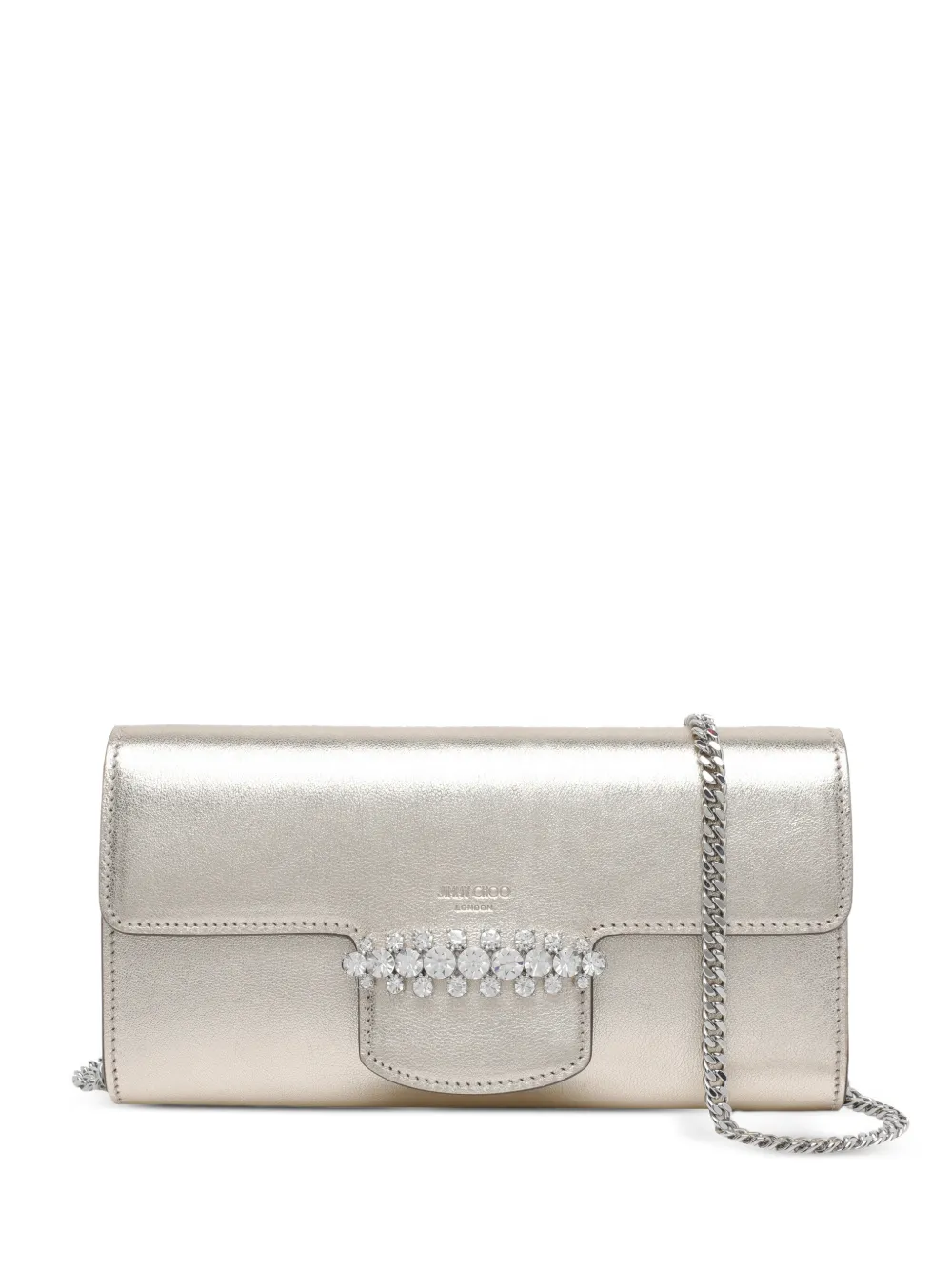 Jimmy Choo crystal-embellished chain wallet - Oro