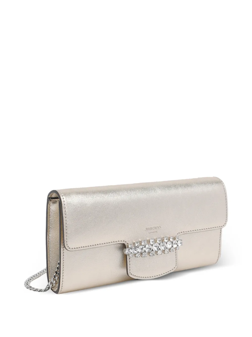  Jimmy Choo Bing Crystal-embellished Chain Wallet - Gold 