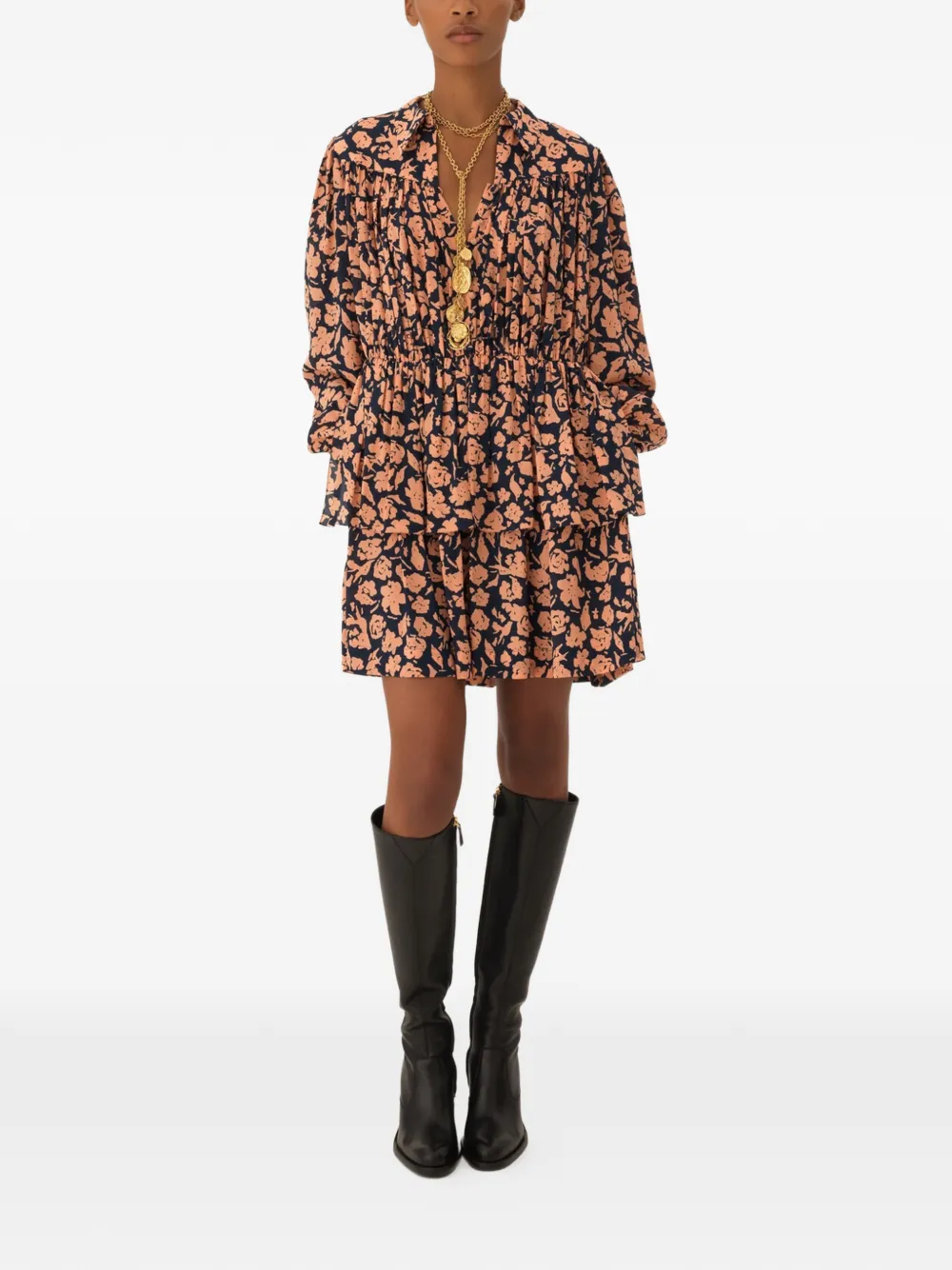 Chloé Gesmockte midi-jurk Blauw