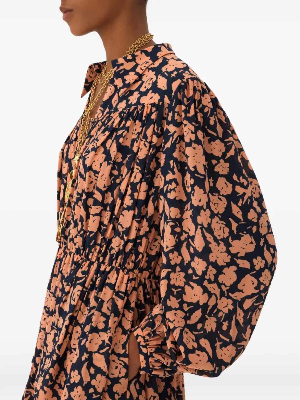Chloé Gesmockte midi-jurk Blauw