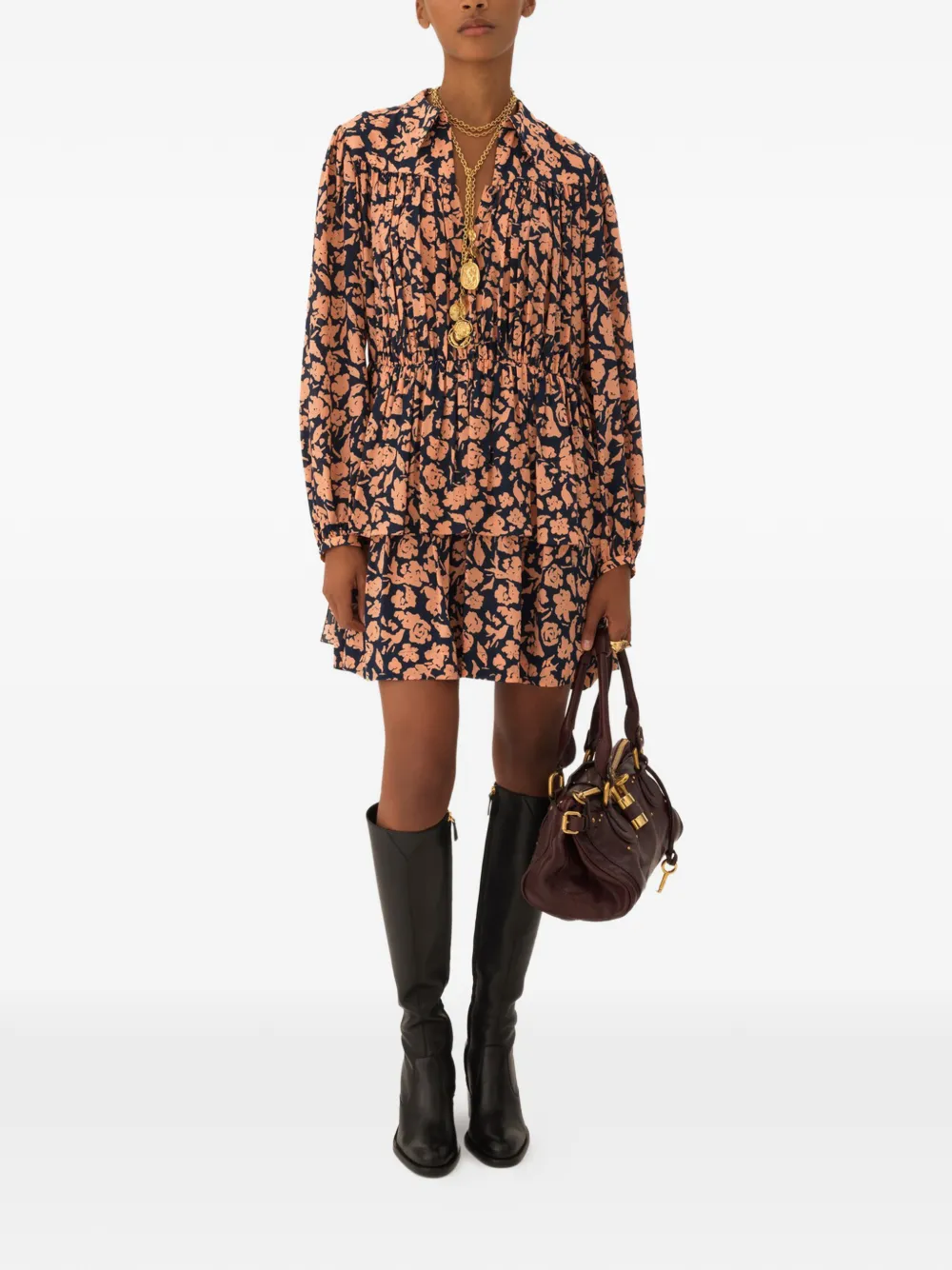Chloé Gesmockte midi-jurk Blauw