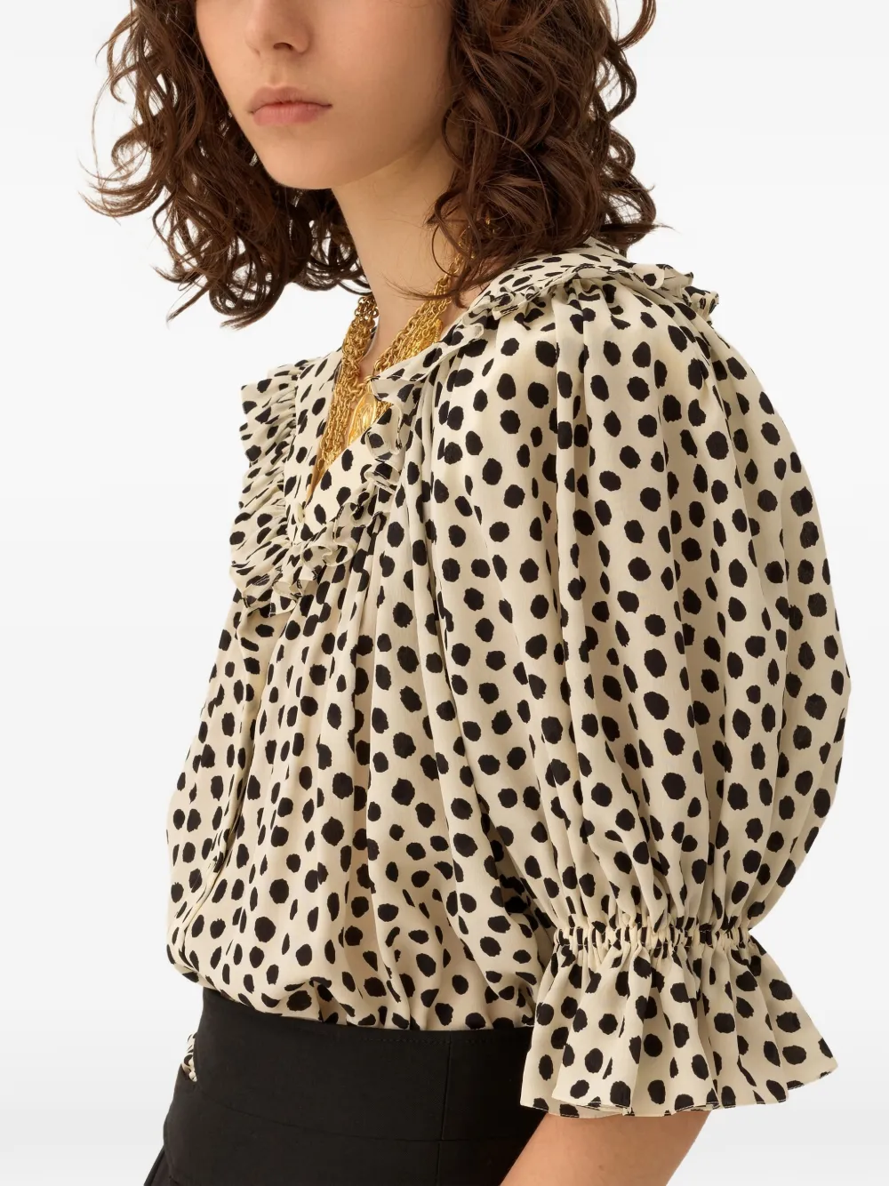 Ruffled Polka-Dot Top