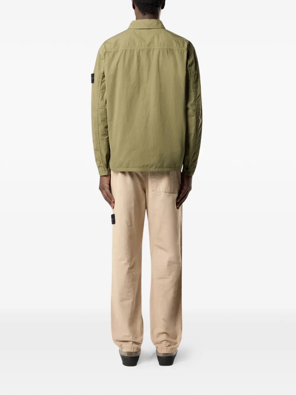 Stone Island Shirtjack met rits en patch Groen