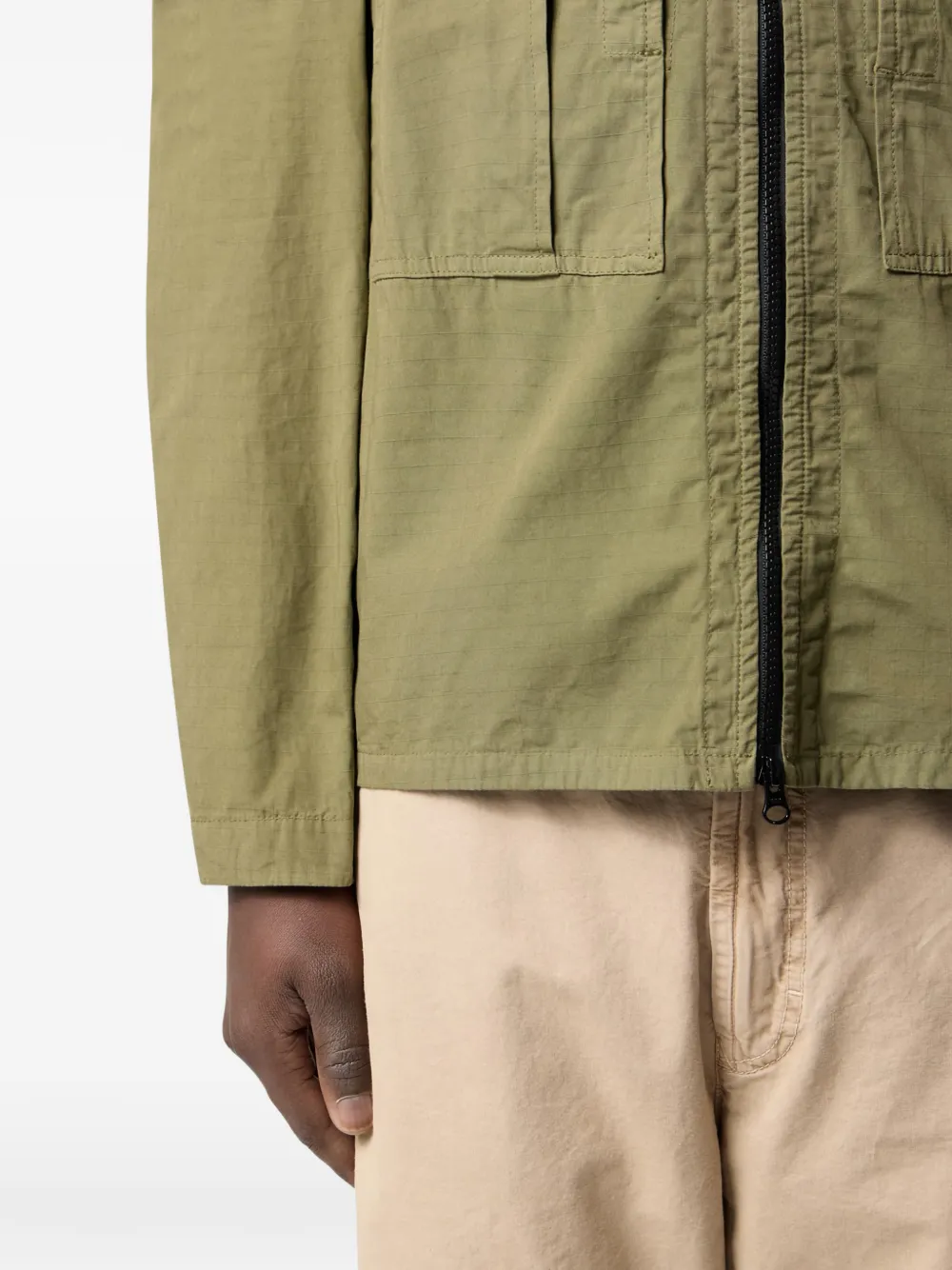 Stone Island Shirtjack met rits en patch Groen