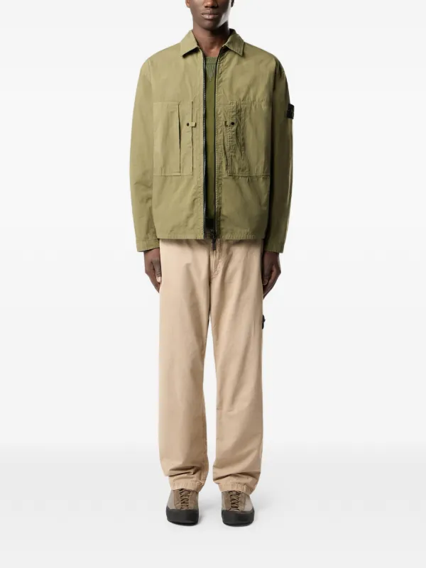 ジャケット・アウター stone  WAPPEN POCKET SHIRT JACKET Stone Island patch-badge zip-up Overshirt | Green | FARFETCH ZA