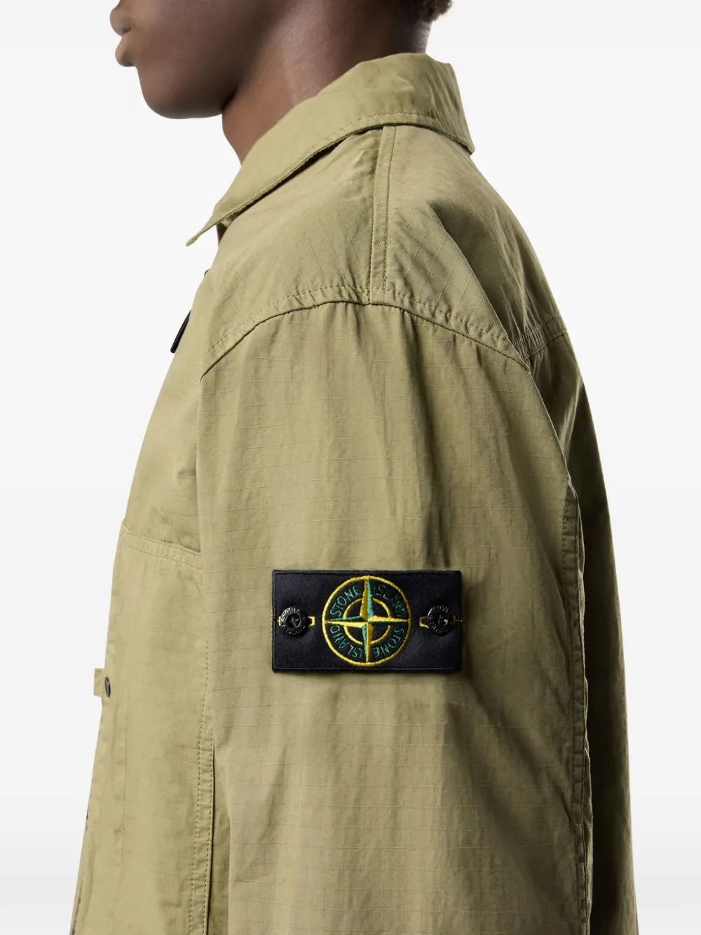 Stone Island patch-badge zip-up Overshirt | Green | FARFETCH ZA