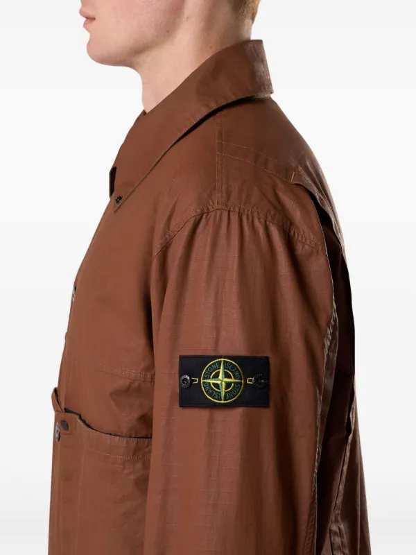 Stone Island ボタン パッチ ジャケット | ブラウン | FARFETCH JP