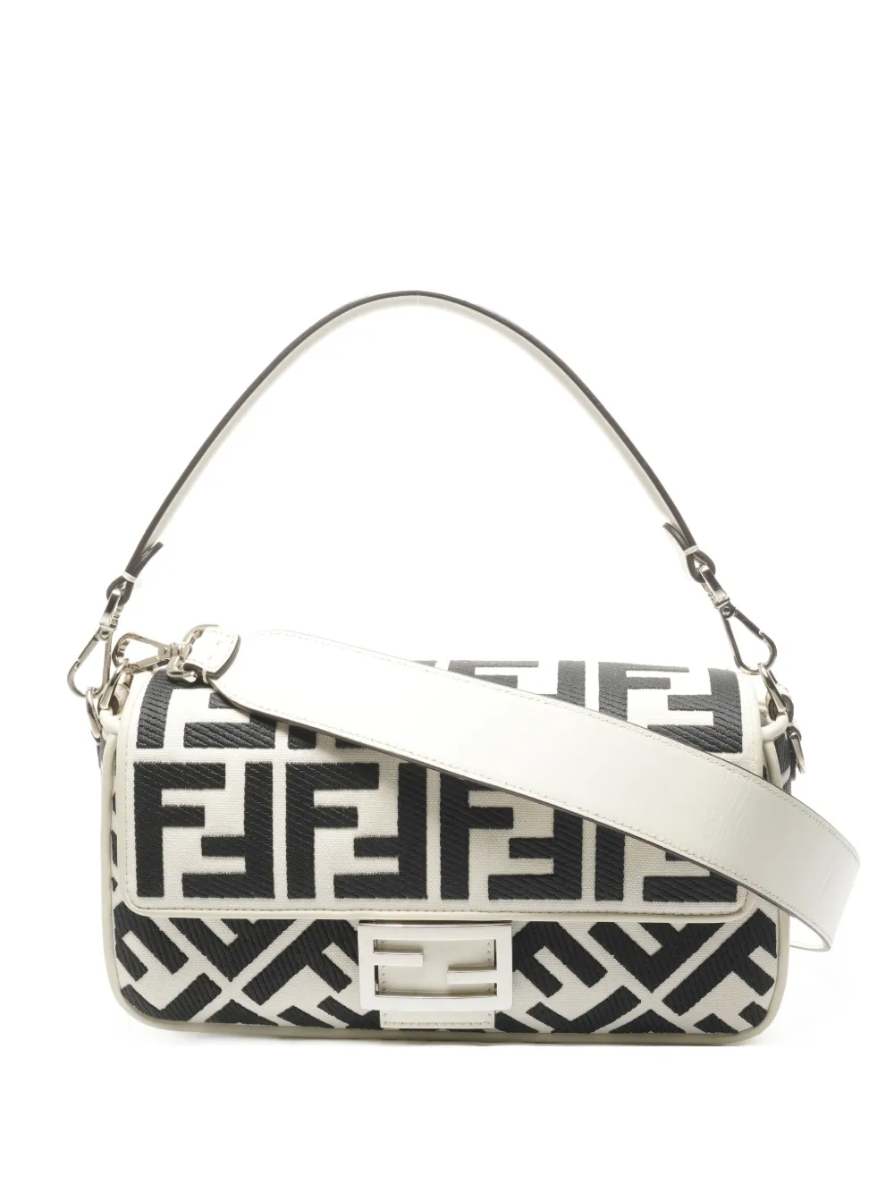 Fendi Pre-Owned Baguette jacquard shoulder bag - Bianco
