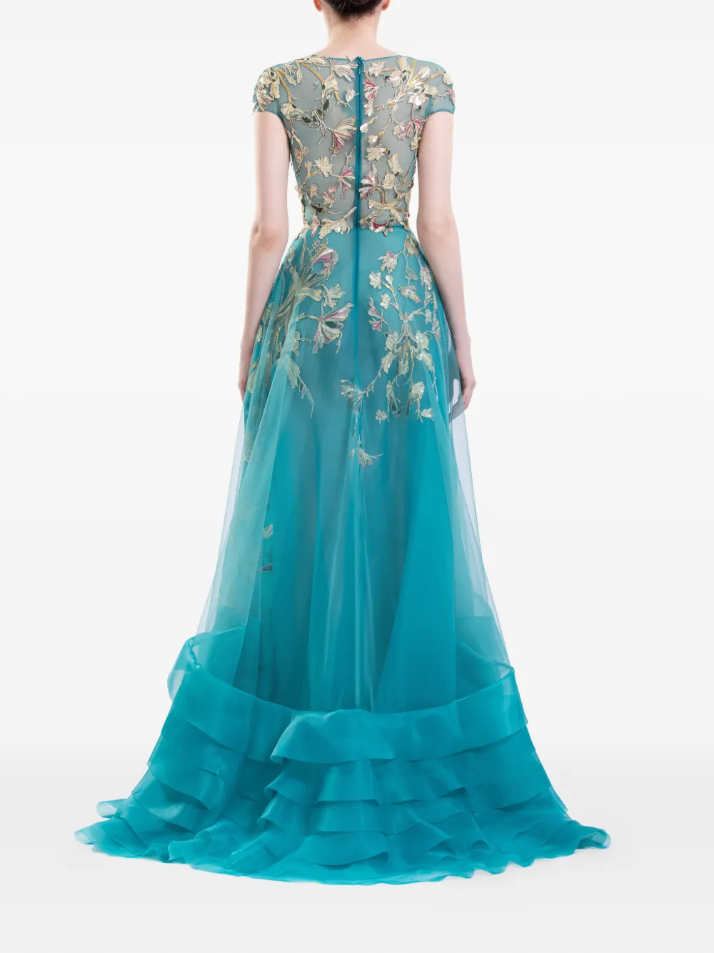 Saiid Kobeisy Maxi-jurk met ruches en bloemenprint Blauw