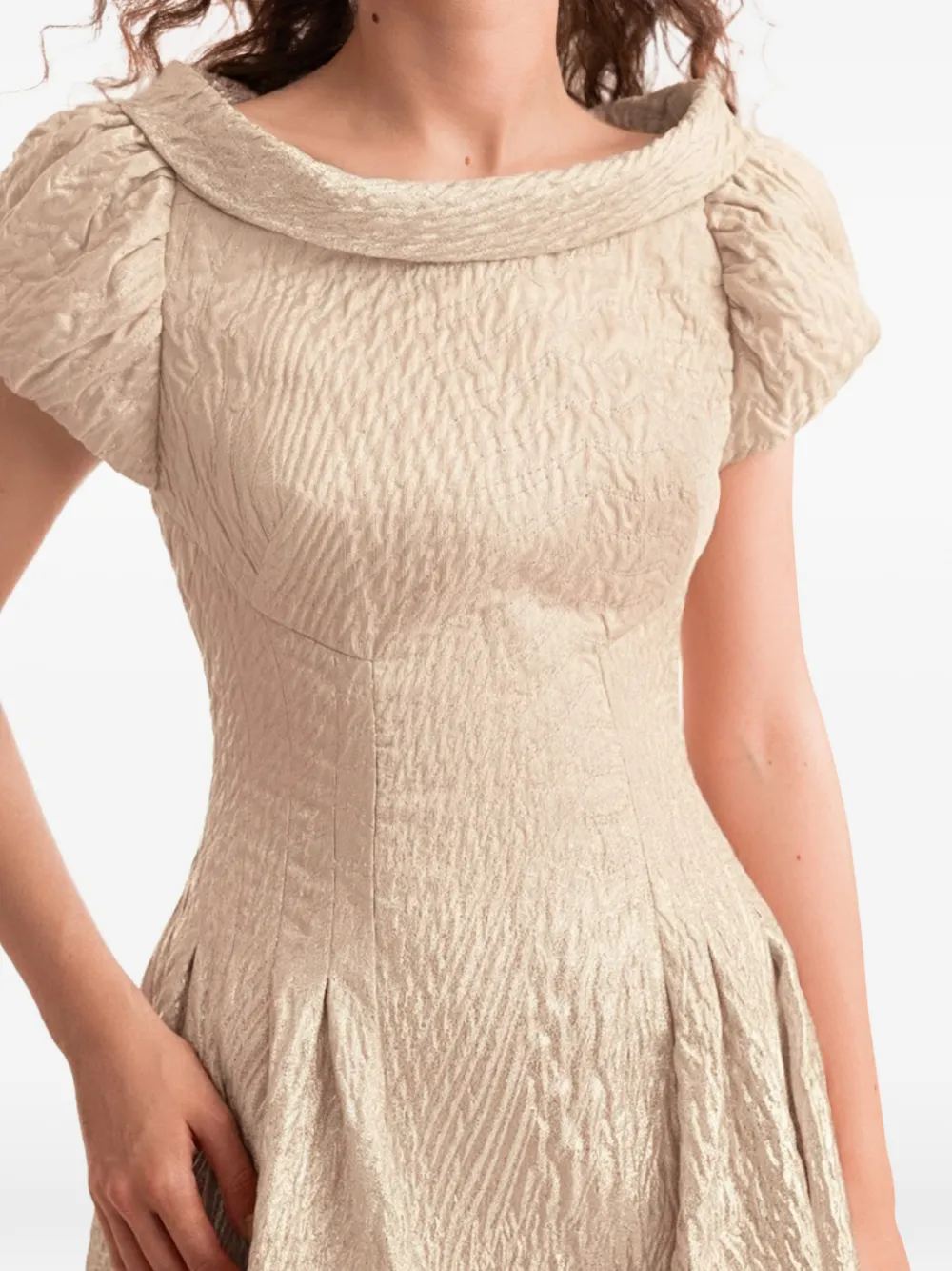 Gemy Maalouf Maxi-jurk met pofmouwen Beige