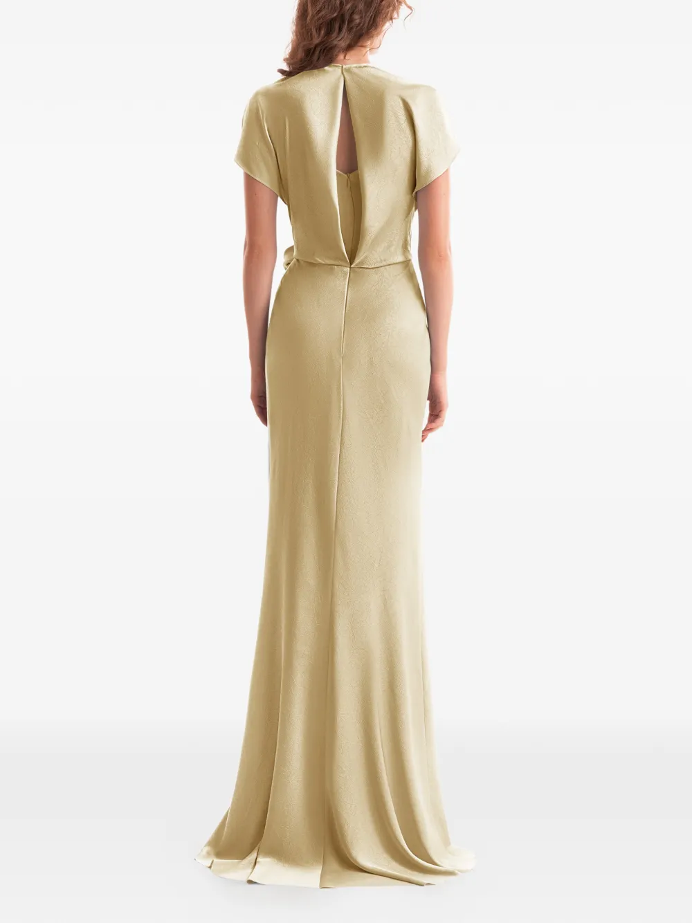 Gemy Maalouf Gedrapeerde maxi-jurk met V-hals Beige