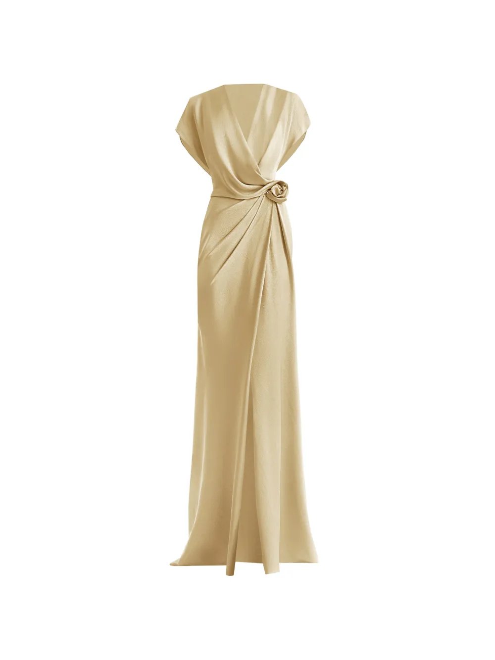 Gemy Maalouf draped V-neck flower maxi dress - Toni neutri