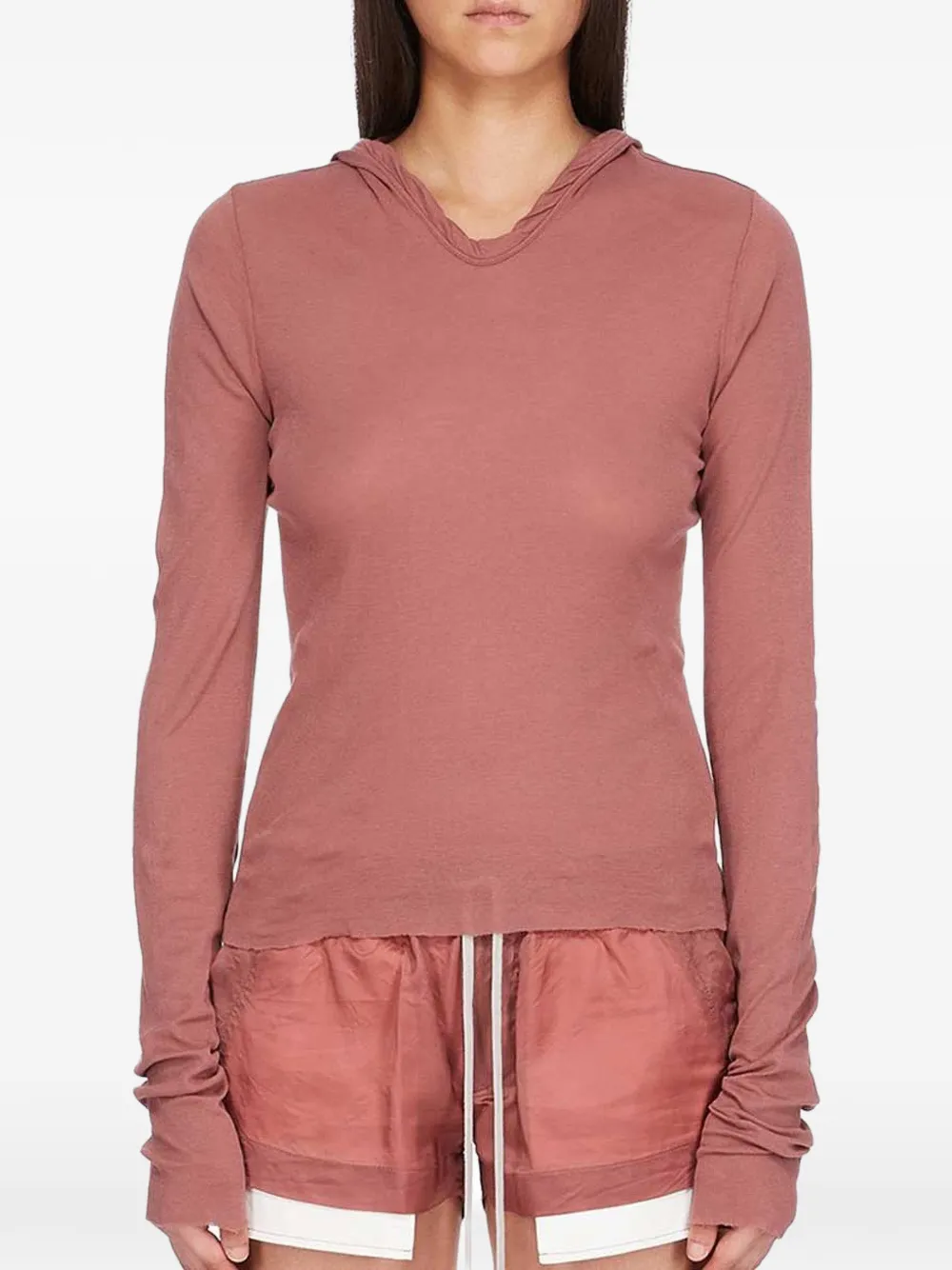 Rick Owens hooded long-sleeve top - Pink