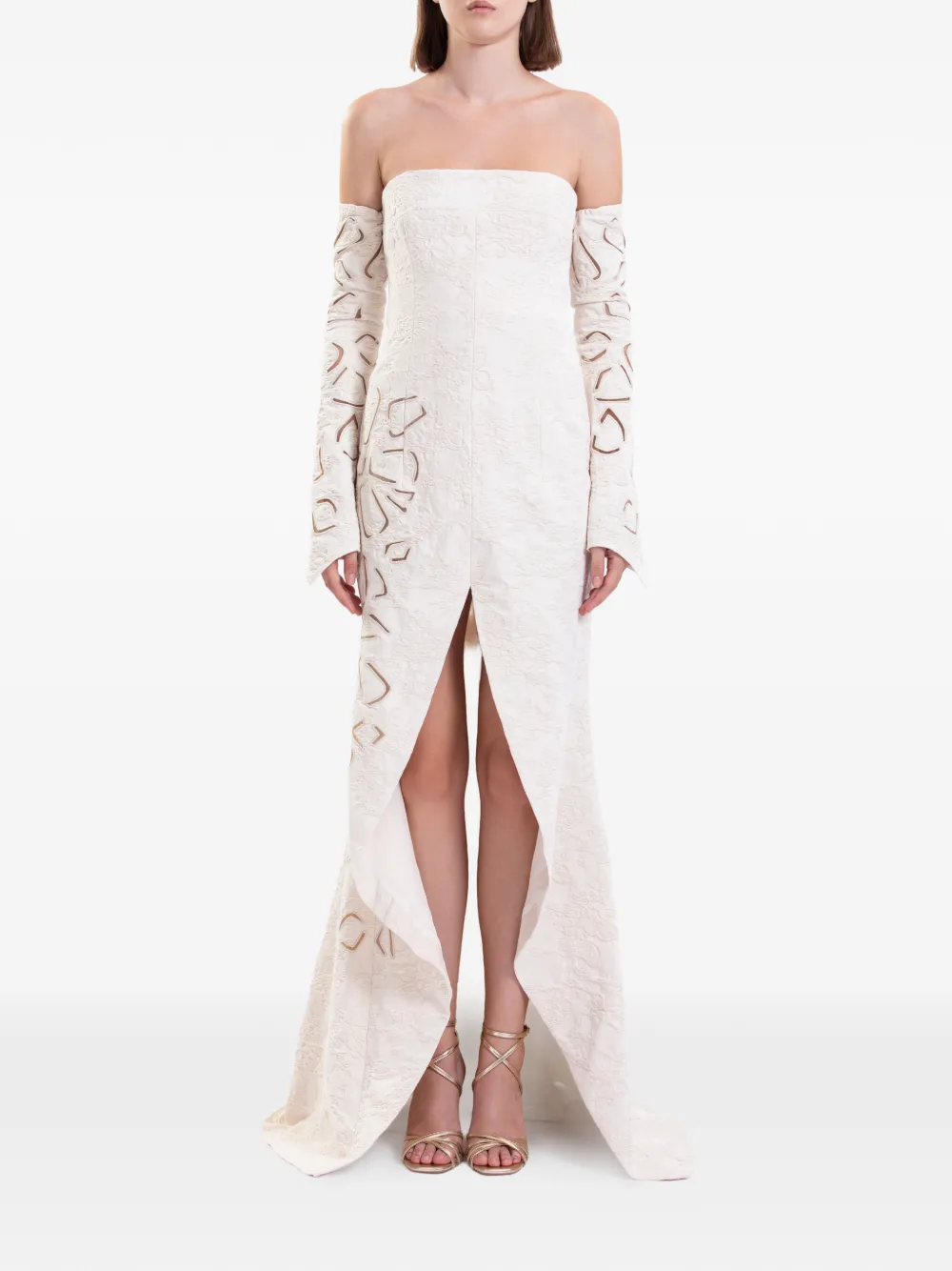 Saiid Kobeisy detachable-sleeves maxi dress - Beige