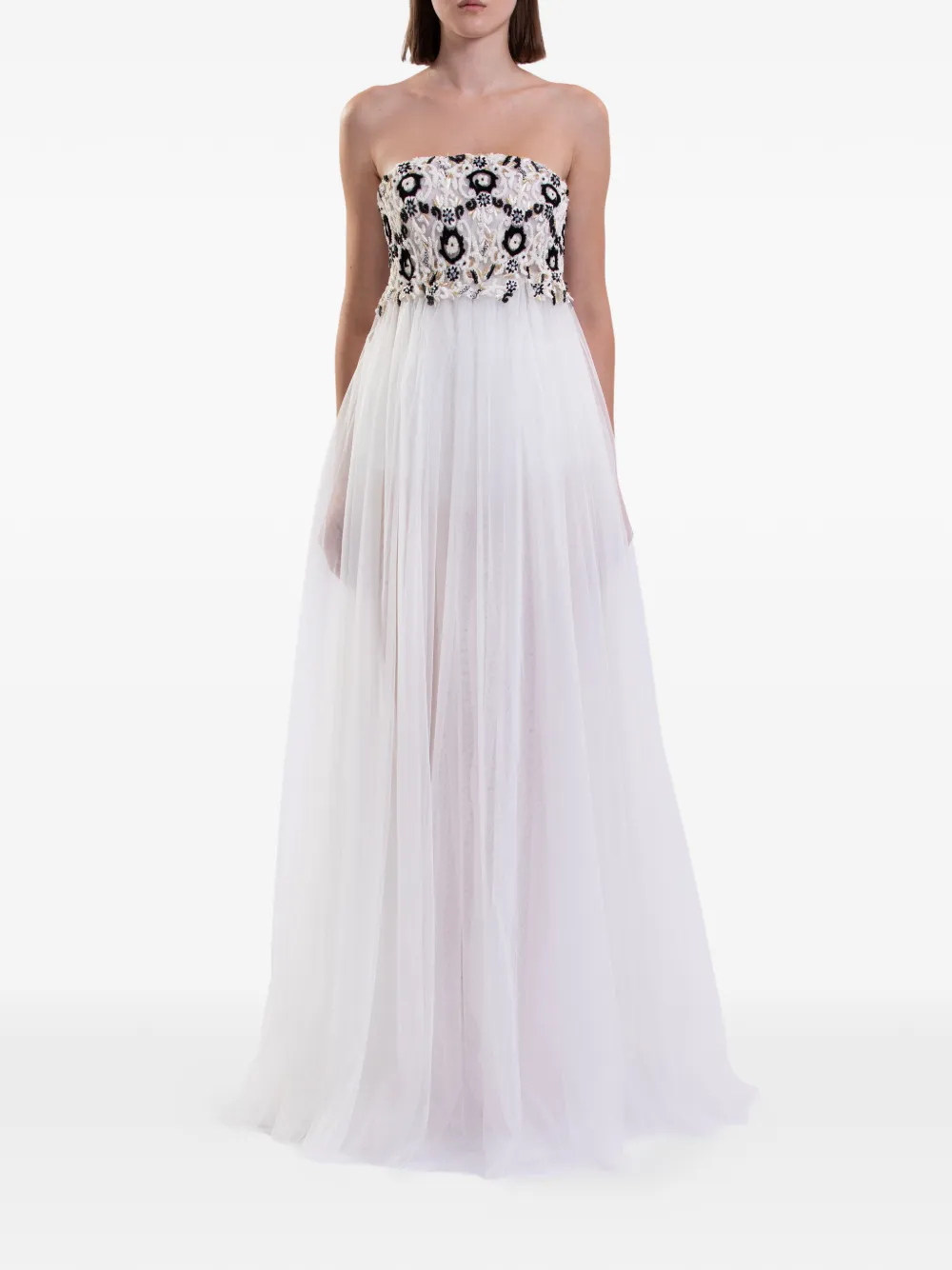 Saiid Kobeisy embroidered tulle maxi dress - Wit