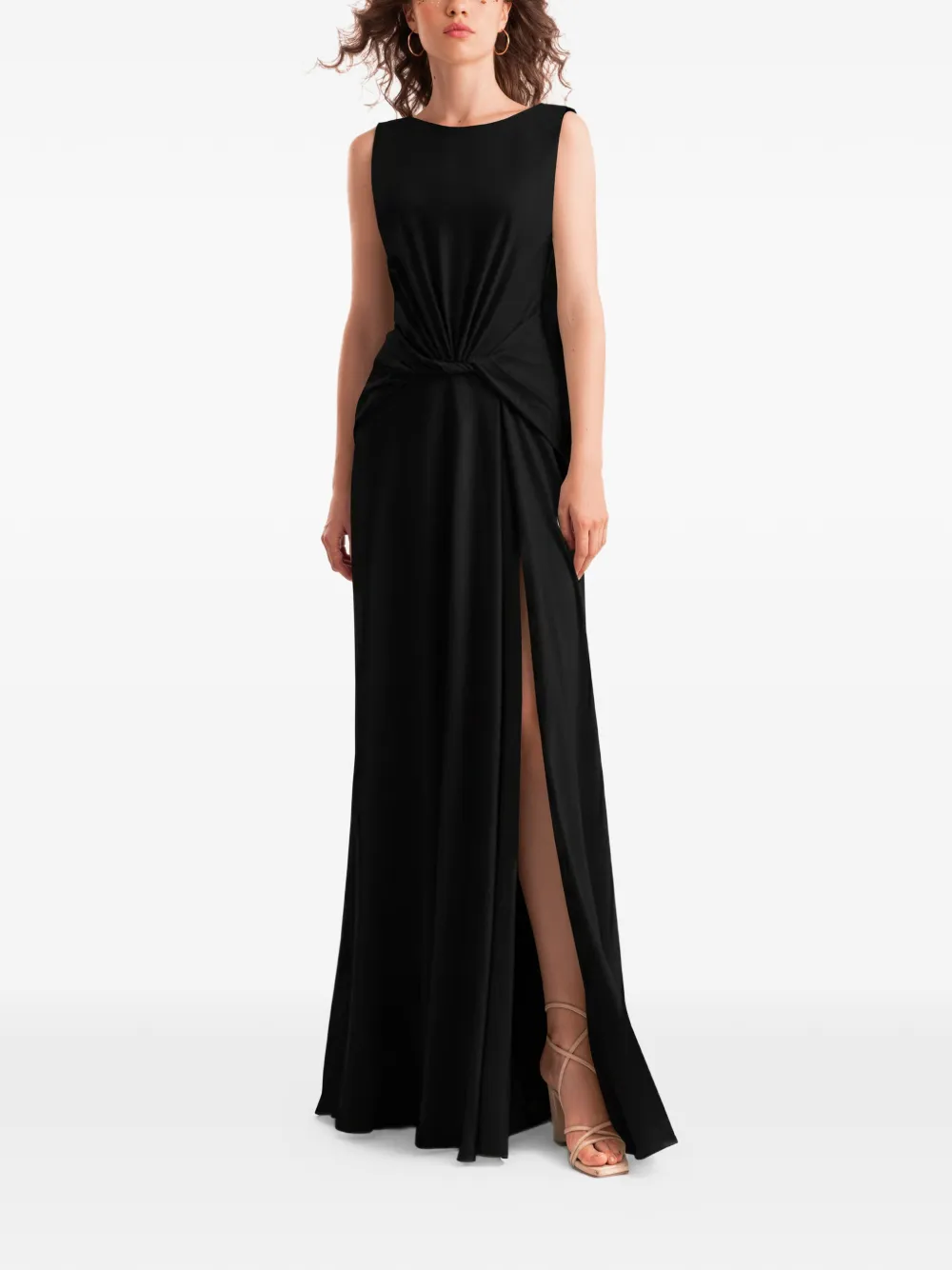 Gemy Maalouf draped knot waist maxi dress - Nero