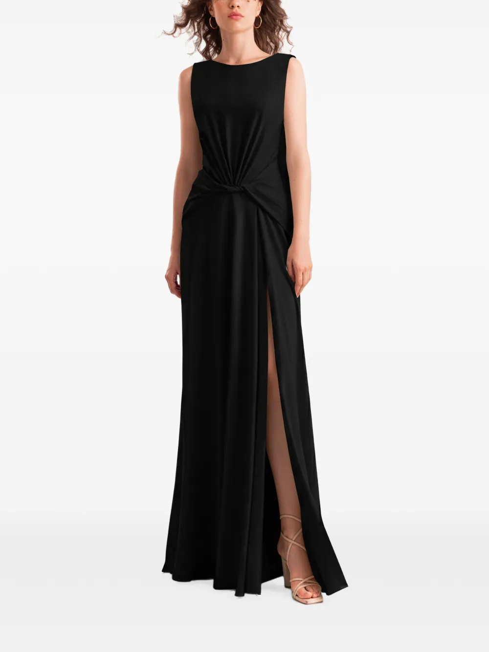 Gemy Maalouf Gedrapeerde maxi-jurk met geknoopte taille Zwart