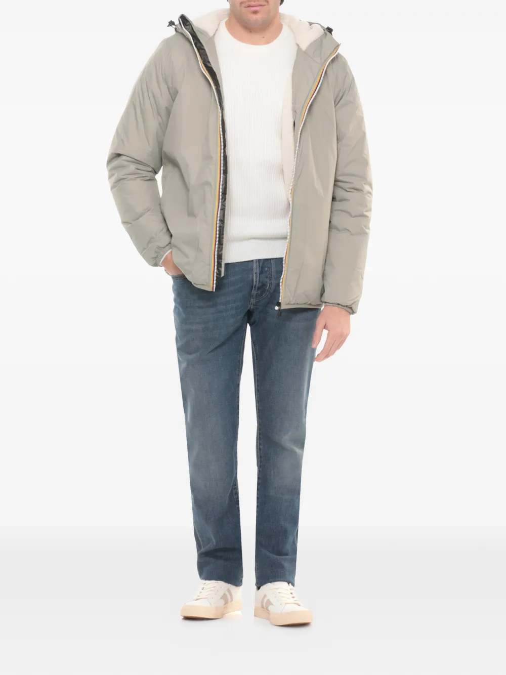 K-Way The Real 4.0 jack met capuchon en rits Beige