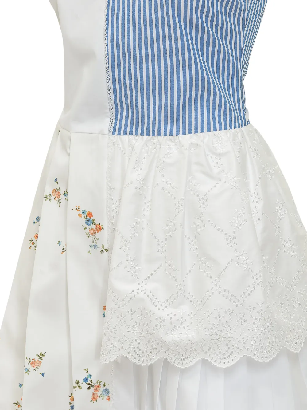 MSGM Gestreepte jurk met bloemen Wit