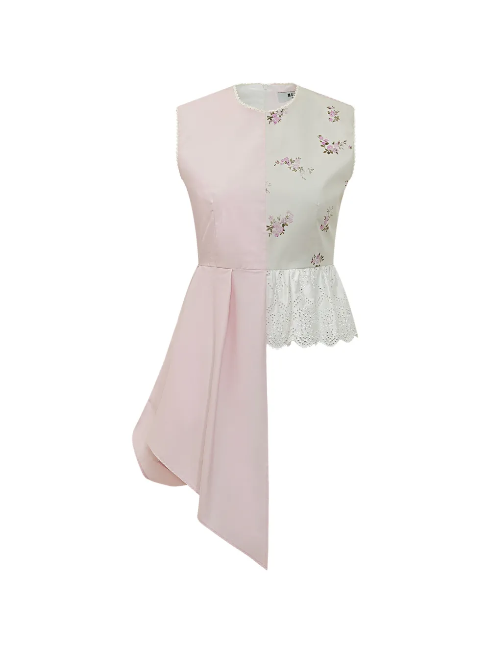 MSGM asymmetric floral striped top - Rosa