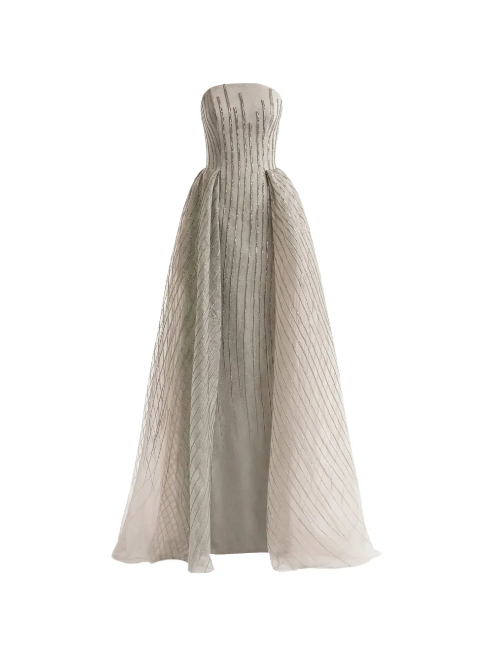 Gemy Maalouf strapless striped organza dress - Verde