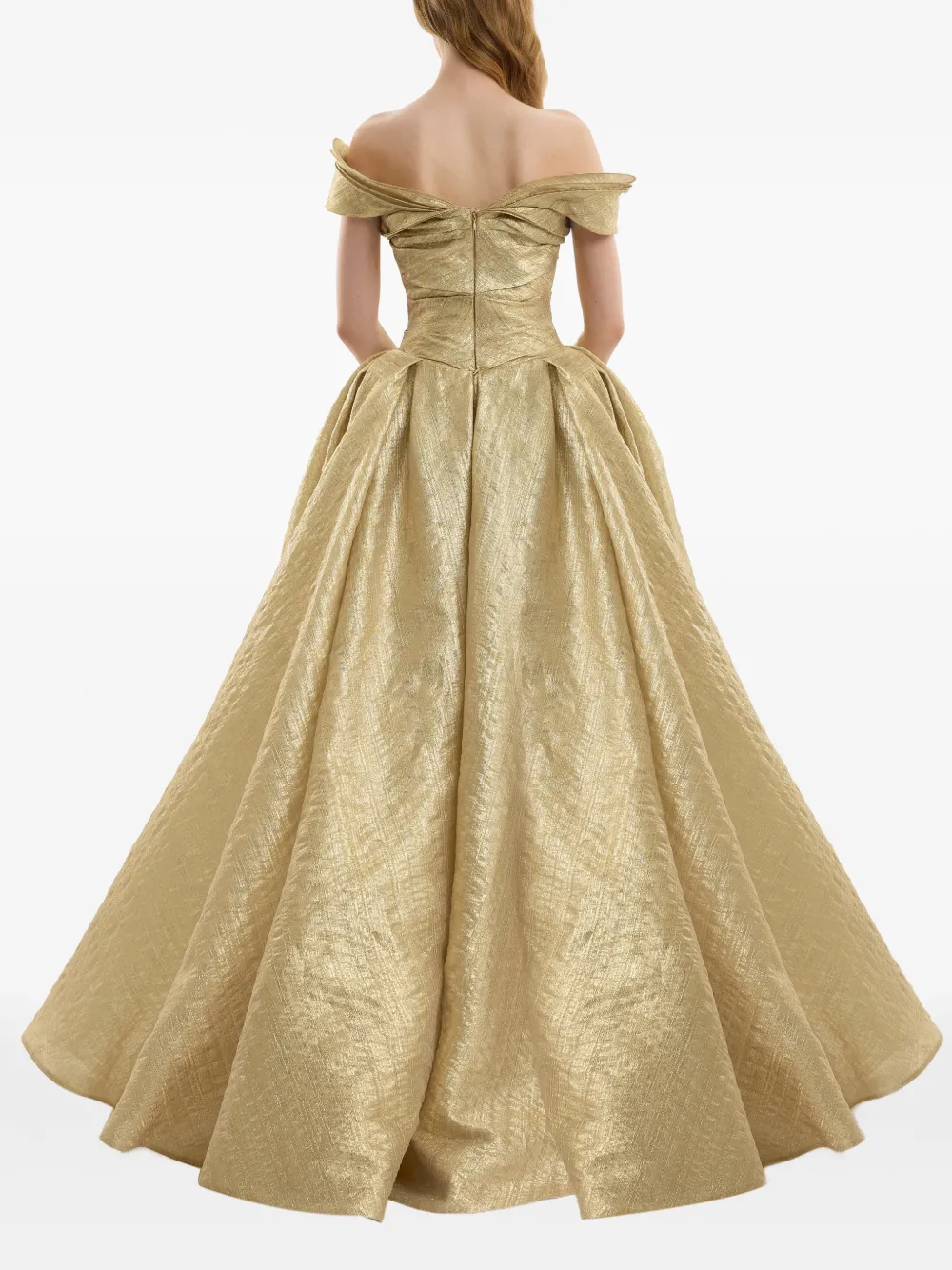 Gemy Maalouf Off-shoulder jurk met jacquard Goud
