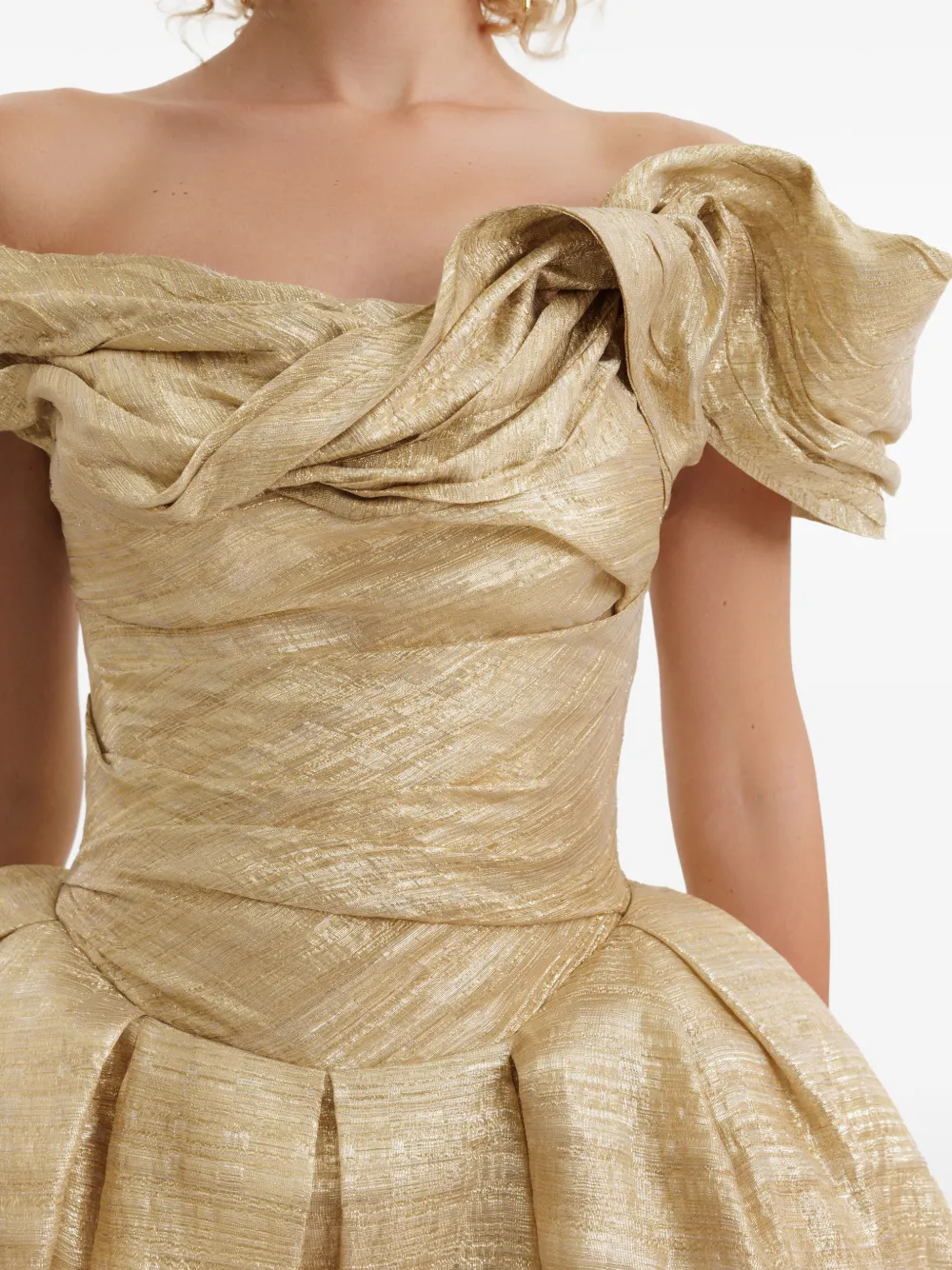 Gemy Maalouf Off-shoulder jurk met jacquard Goud