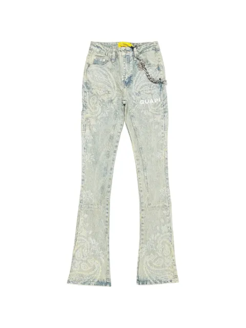 GUAPI crystal-studded paisley-print jeans