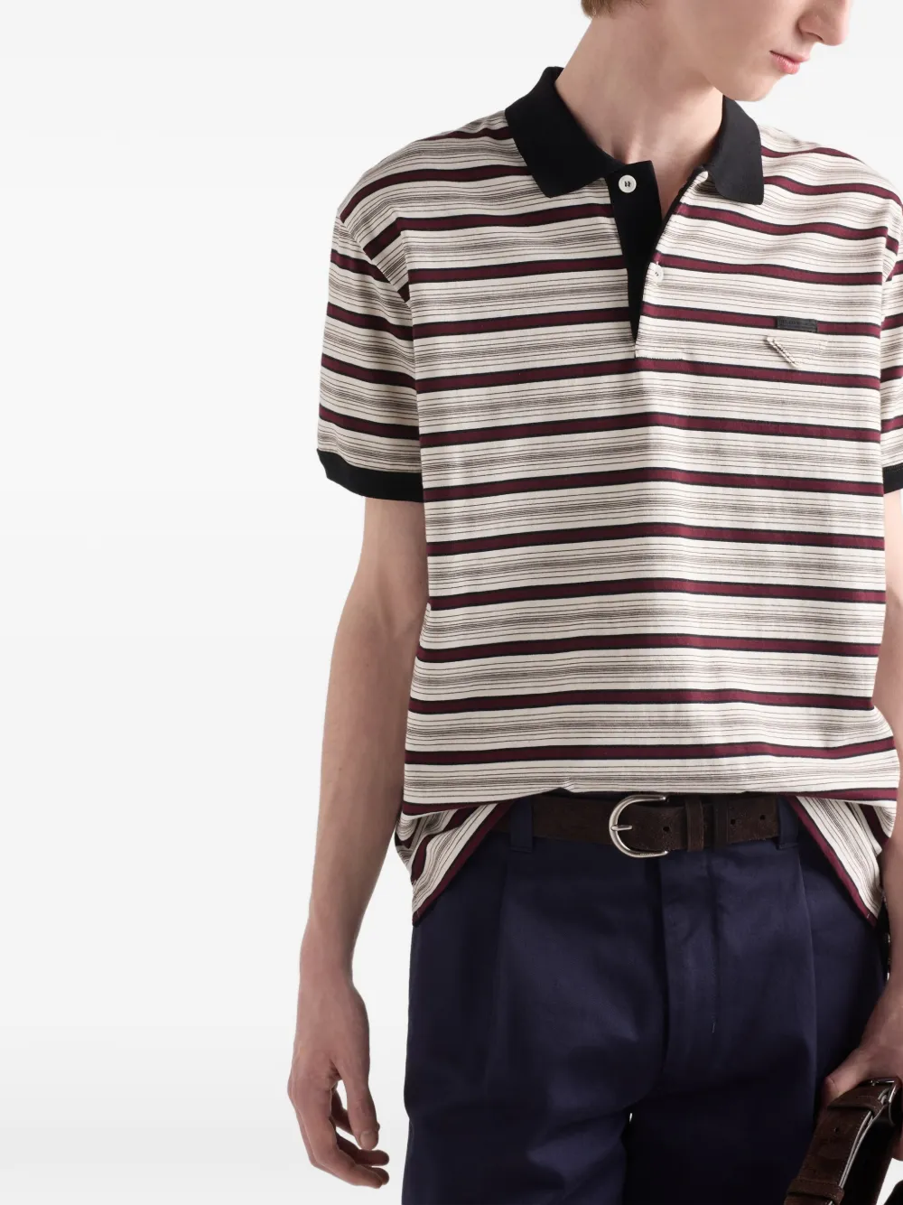 Prada Gestreept poloshirt Beige