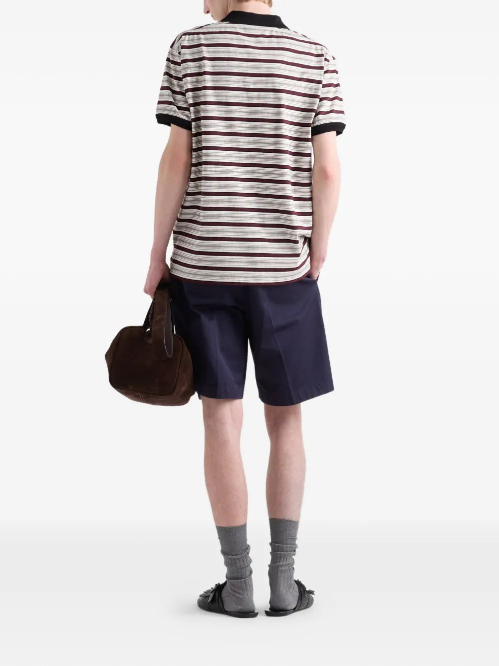 Prada Gestreept poloshirt Beige