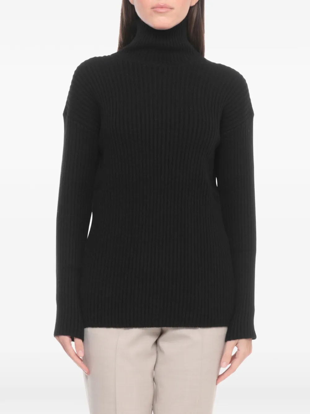 Antonelli roll neck ribbed sweater - Nero