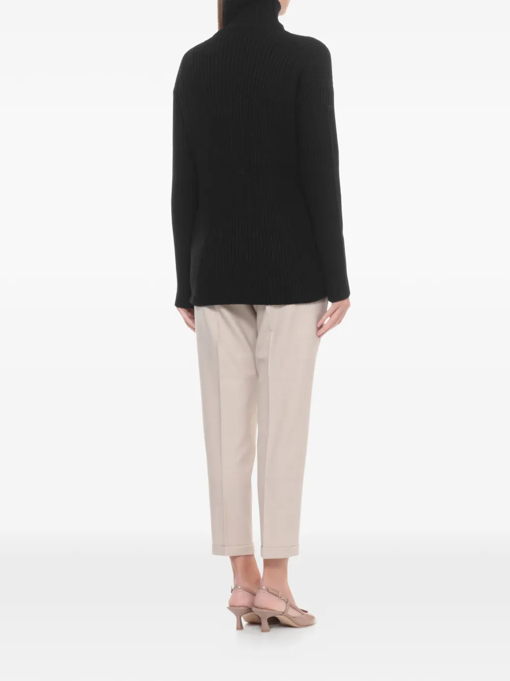  Antonelli Roll Neck Ribbed Sweater - Black 