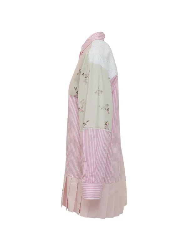 MSGM Striped Floral Appliqué Top | Pink | FARFETCH RO