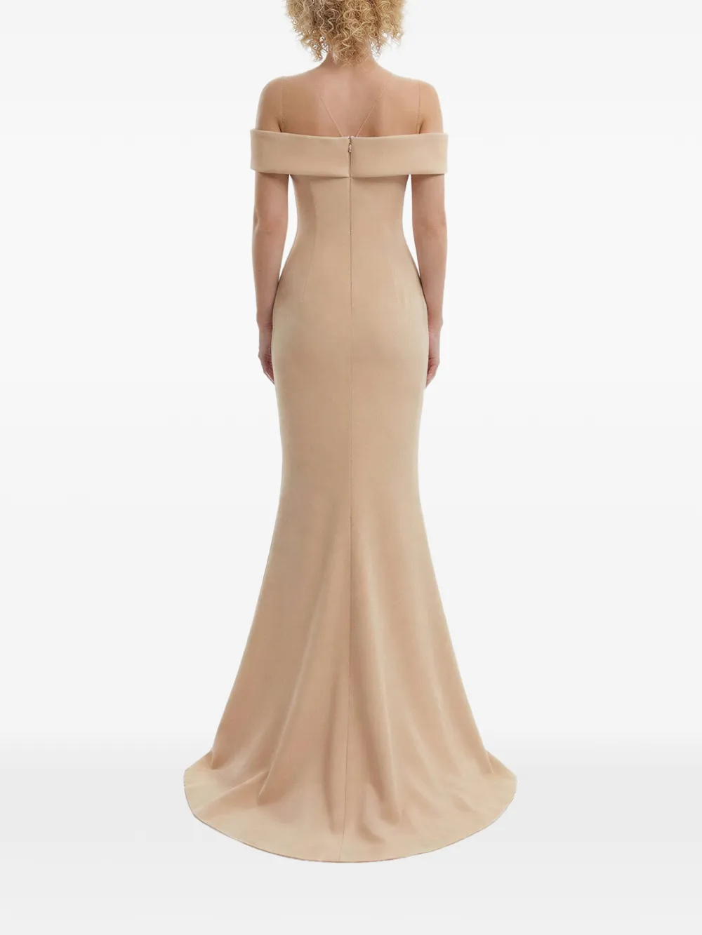 Gemy Maalouf Off-shoulder jurk met kralen Beige