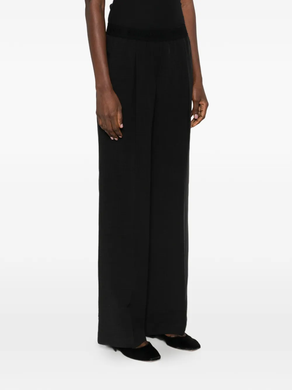  Ermanno Firenze Pantalon à Taille à Logo - Noir 