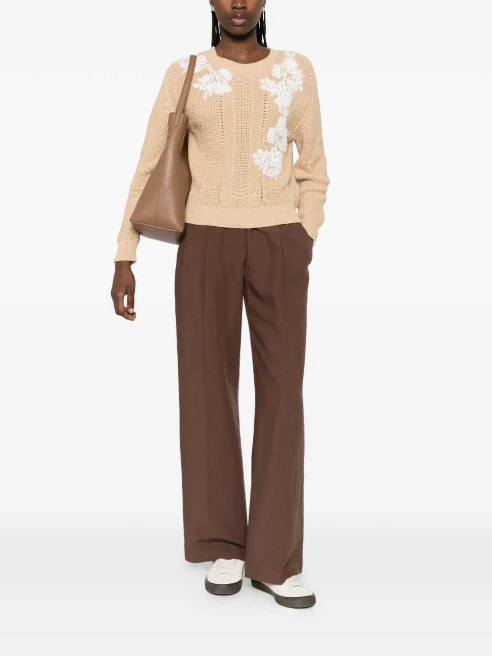 ERMANNO FIRENZE Broek met elastische tailleband Bruin